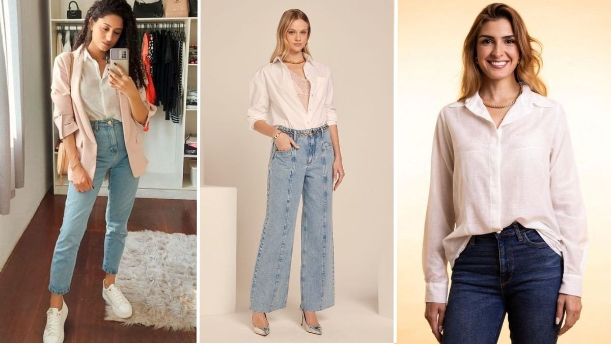 looks com camiseta cropped e jeans