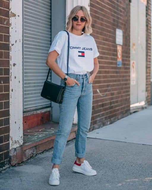 looks com jeans e camiseta para outono