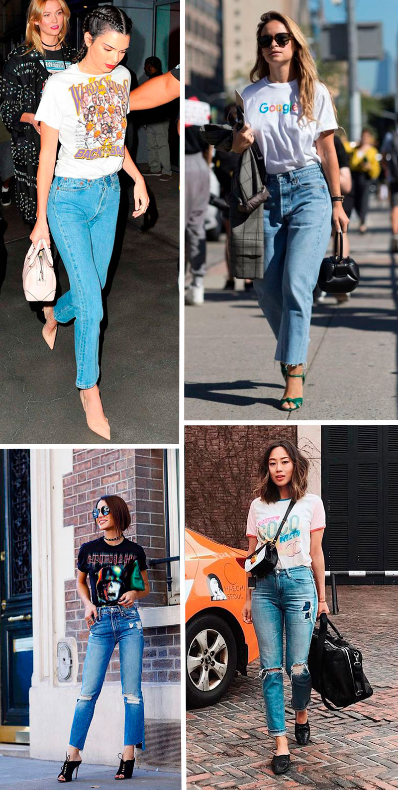 look calça jeans e camiseta feminina trabalho