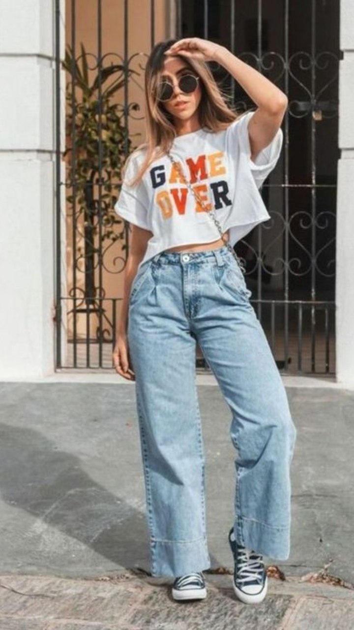 look calça wide leg