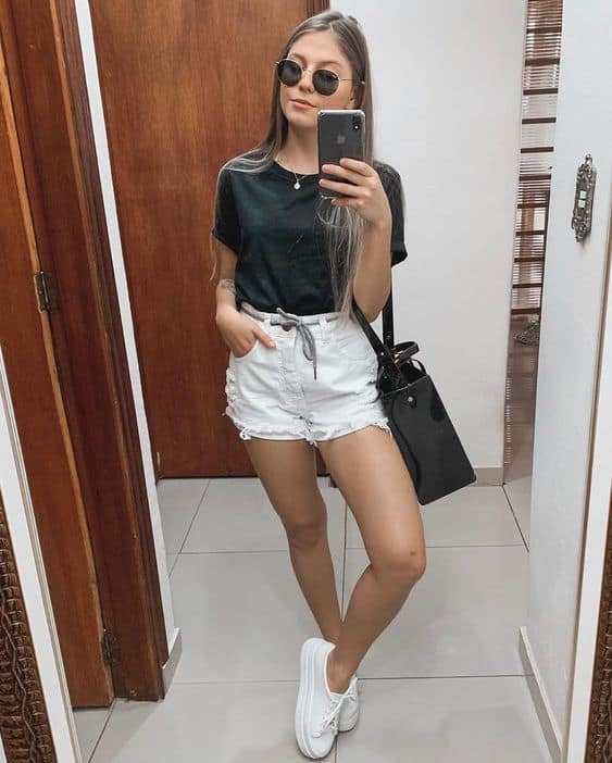 como usar camisa oversized com short jeans