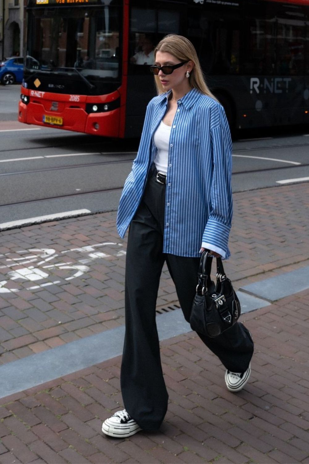 Estilo camisa listrada feminina