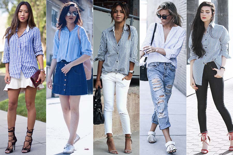 Camisa listrada feminina viscose
