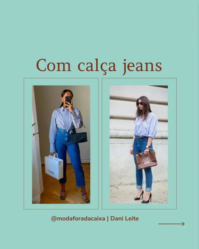 Camisa listrada feminina azul e branca