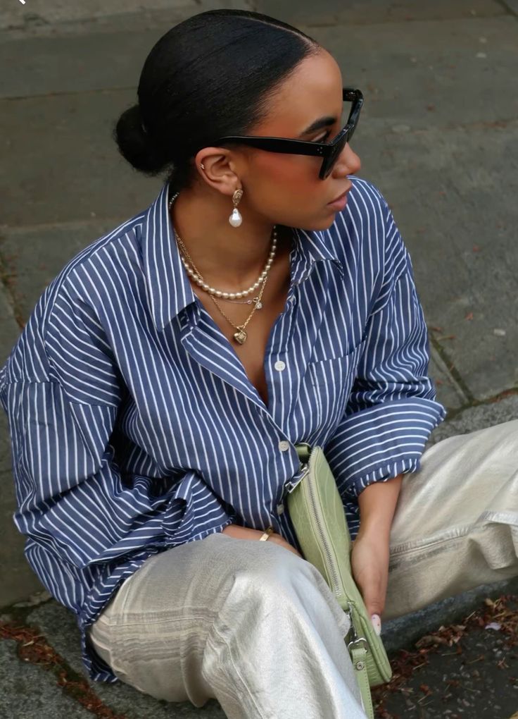 Camisa listrada feminina elegante