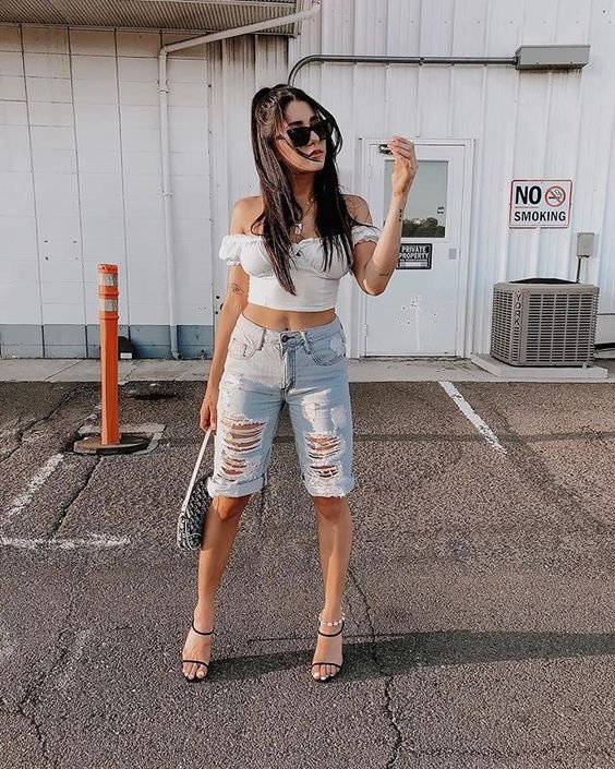 como usar bermuda jeans feminina