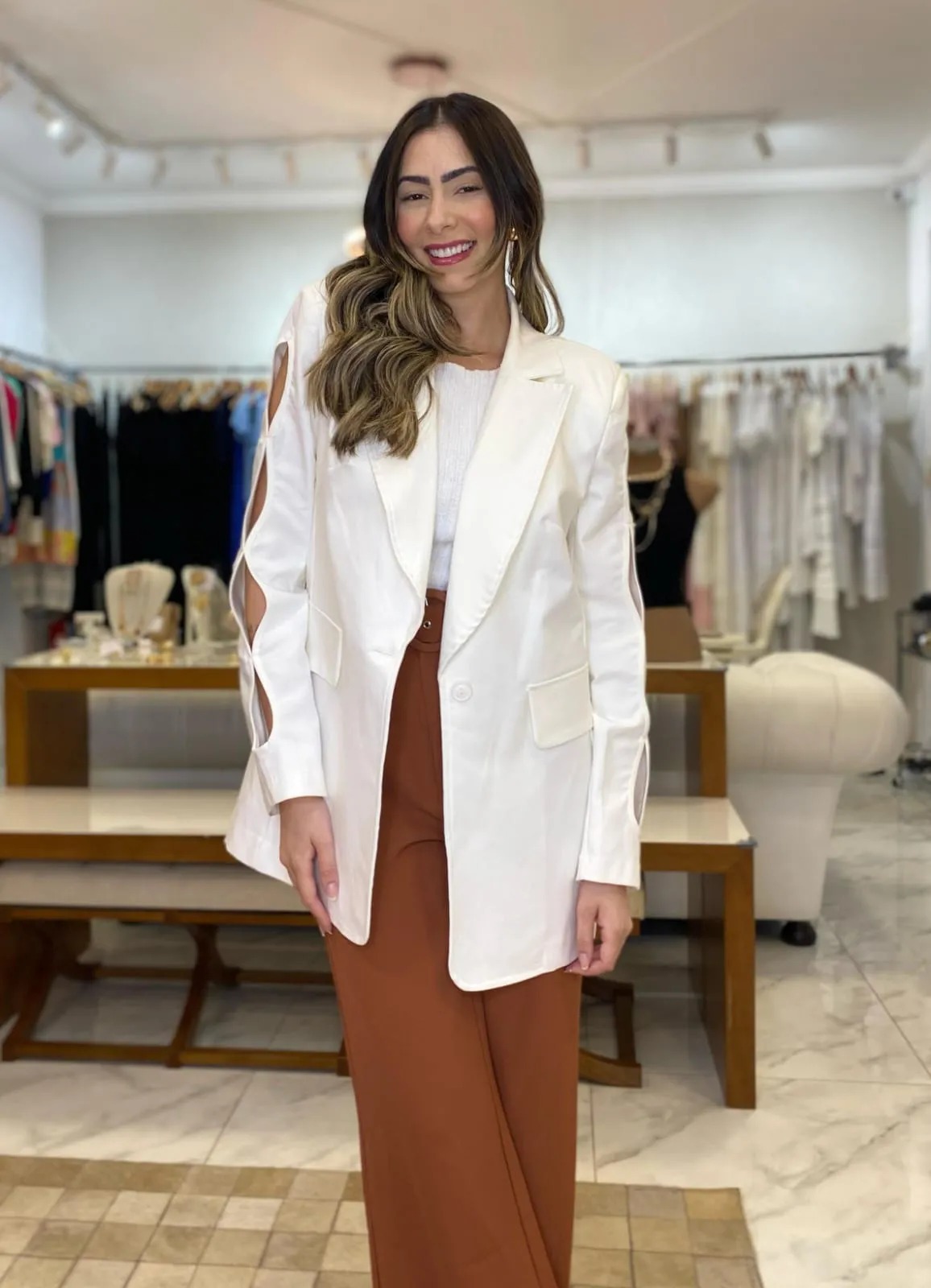 look com blazer off white