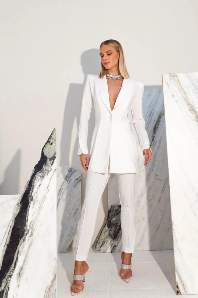 look com blazer off white