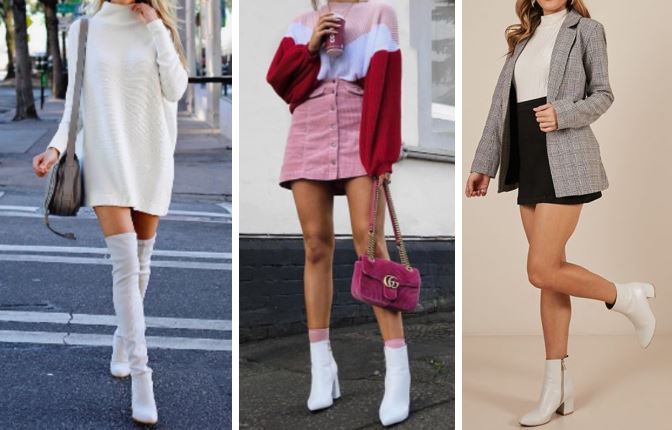 look com bota bege e vestido