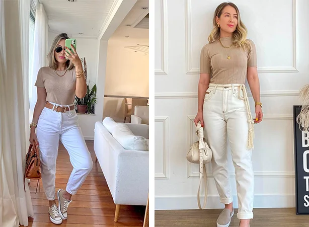 look com calça jeans reta e blazer