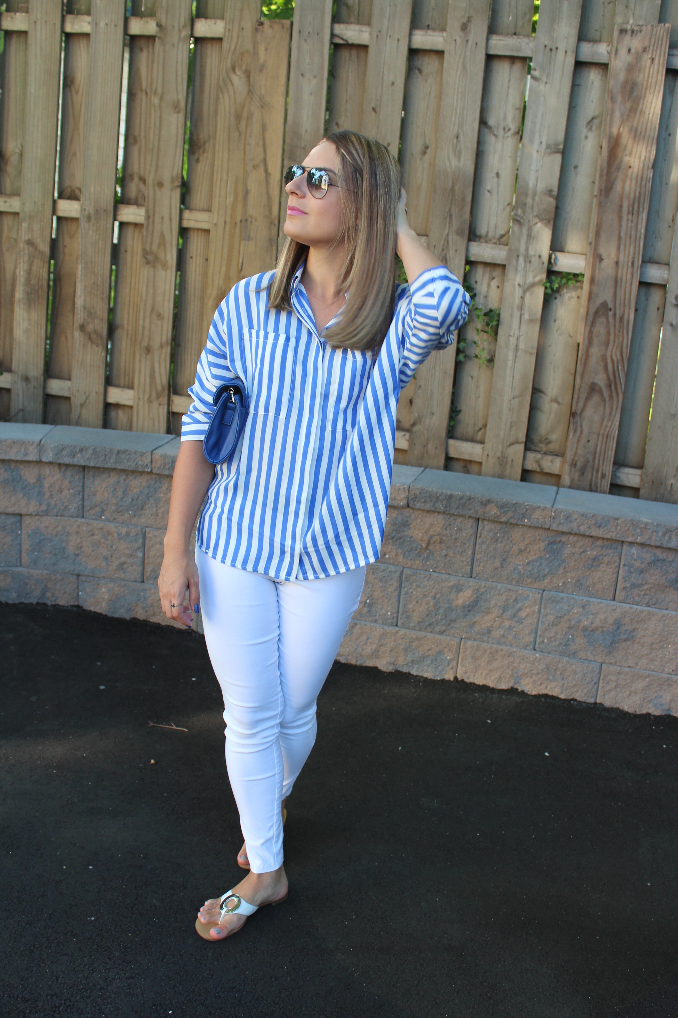 camisa listrada oversized look