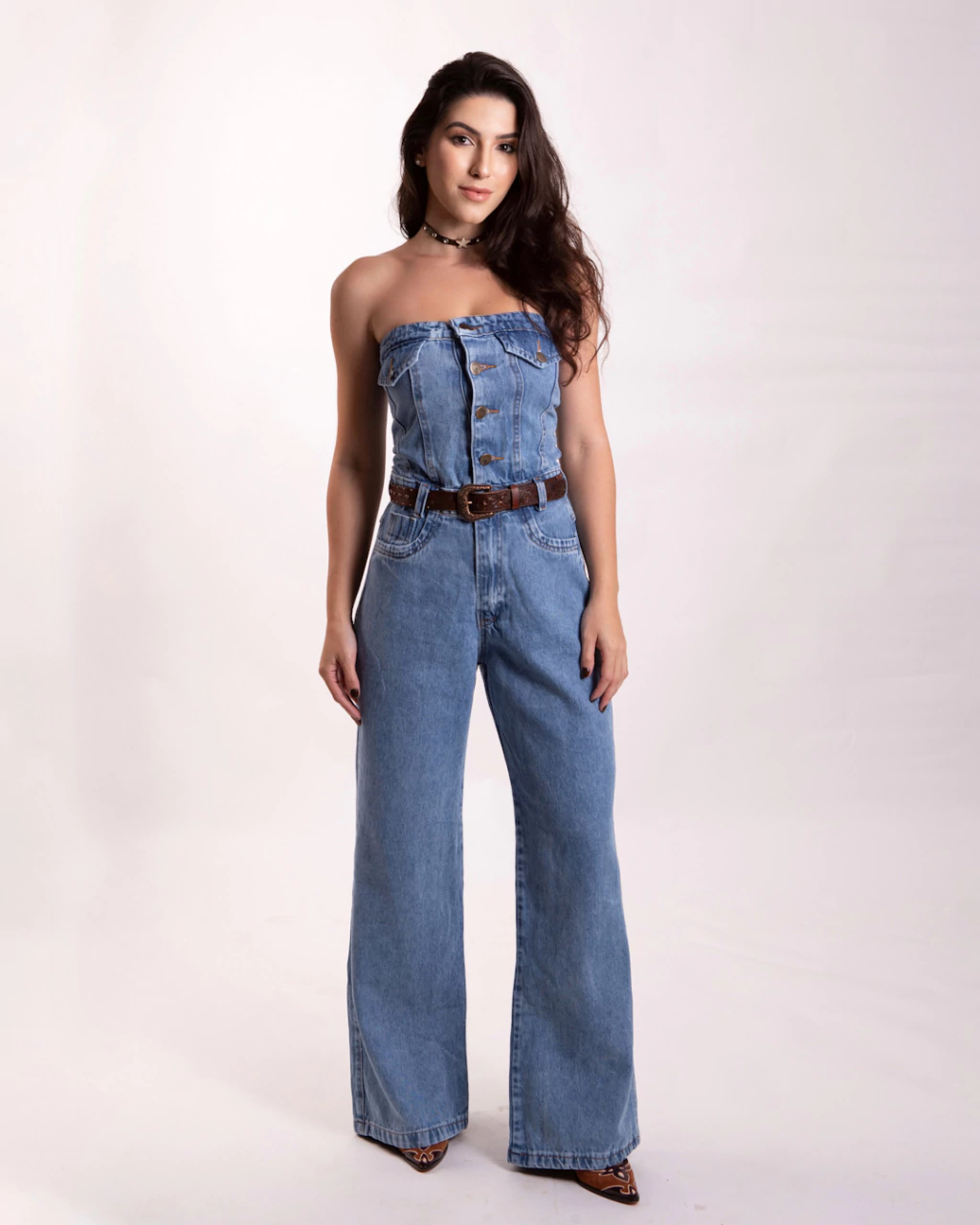 macacão jeans preto