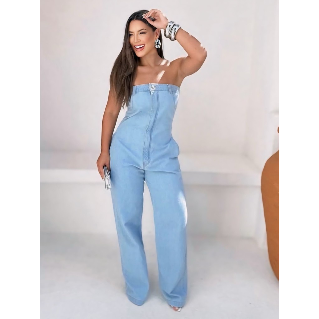 macacão jeans elegante
