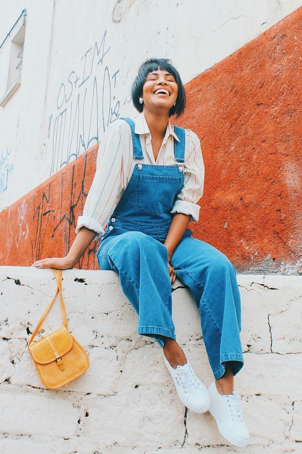 look com jardineira jeans