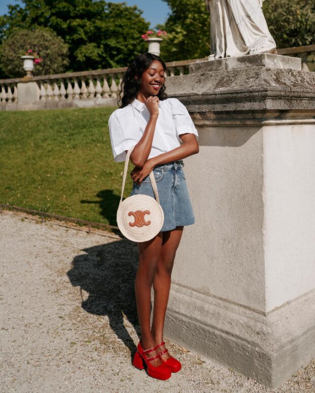 look navy com sapato vermelho