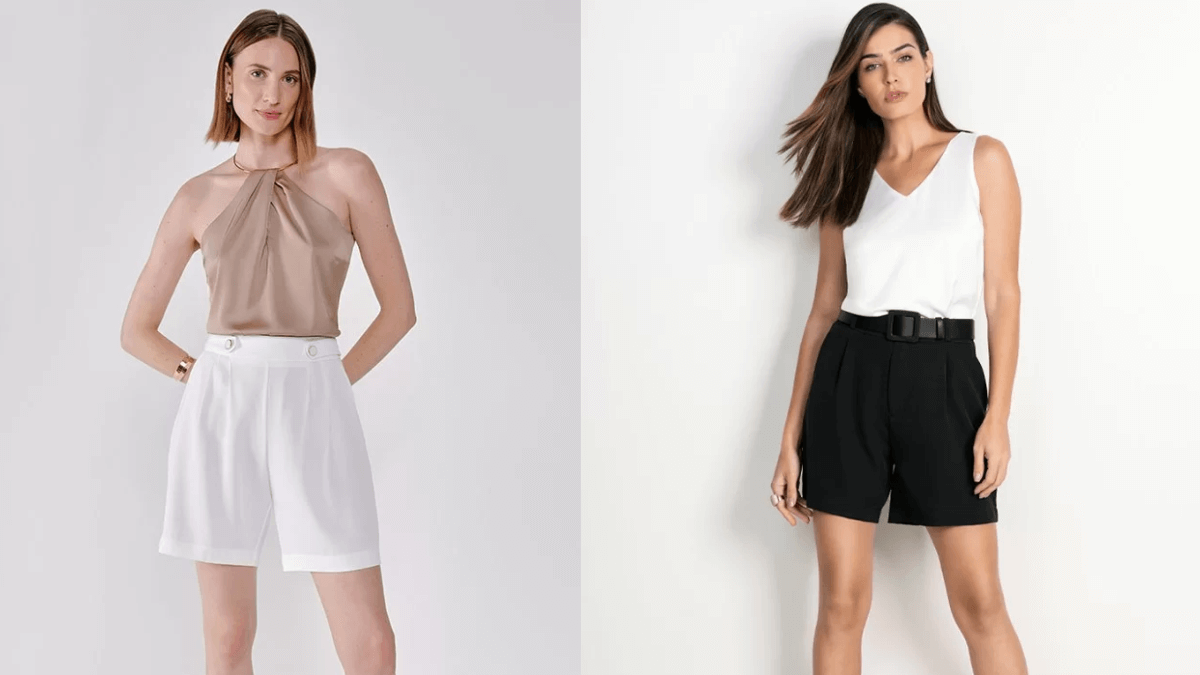 preço short alfaiataria preto feminino