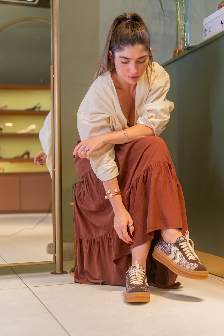 tênis marrom feminino couro