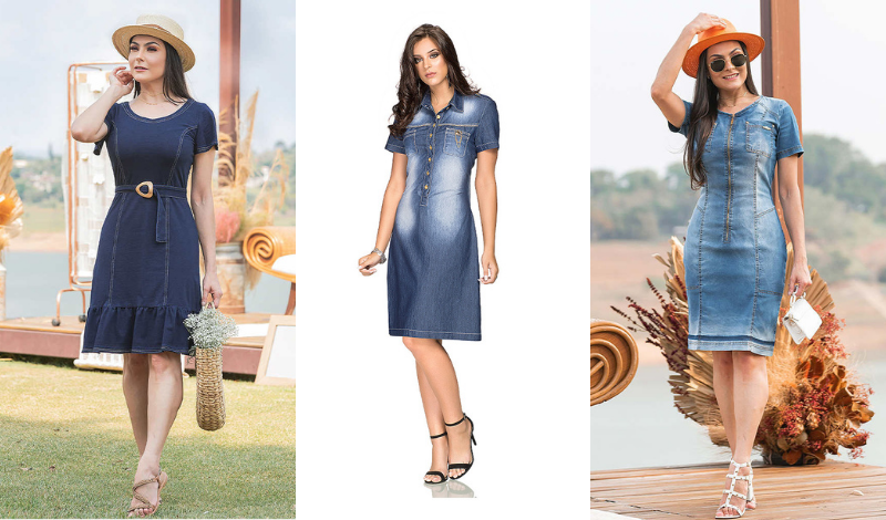 vestido jeans longo vs vestido de sarja longo qual escolher