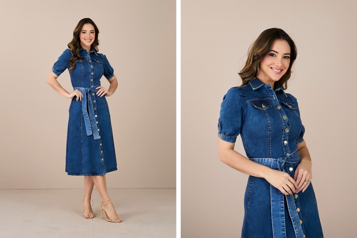 vestido jeans longo vs vestido de sarja longo qual escolher