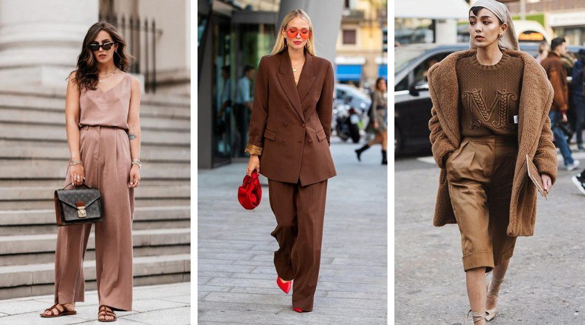 inspiração look marrom e branco para festa