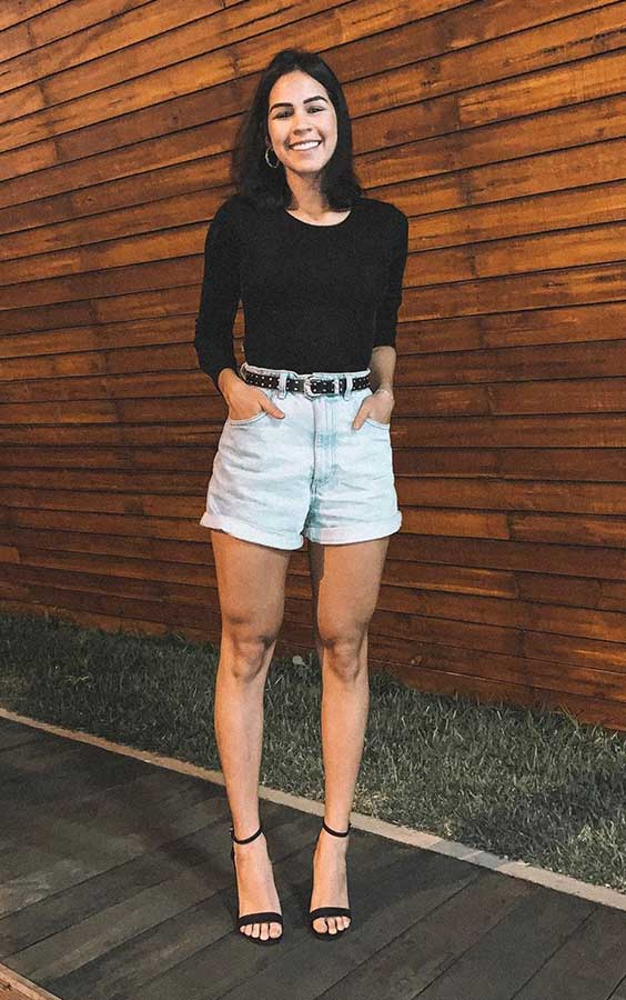 look com saia de couro barzinho
