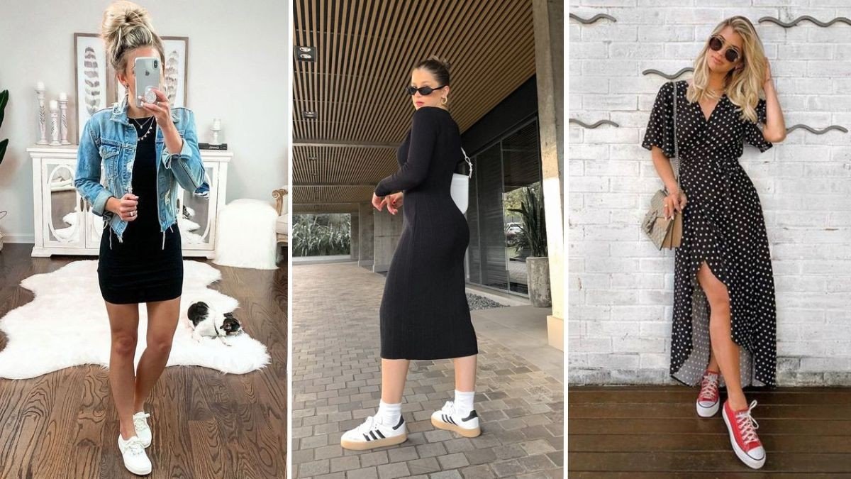 look tenis e vestido