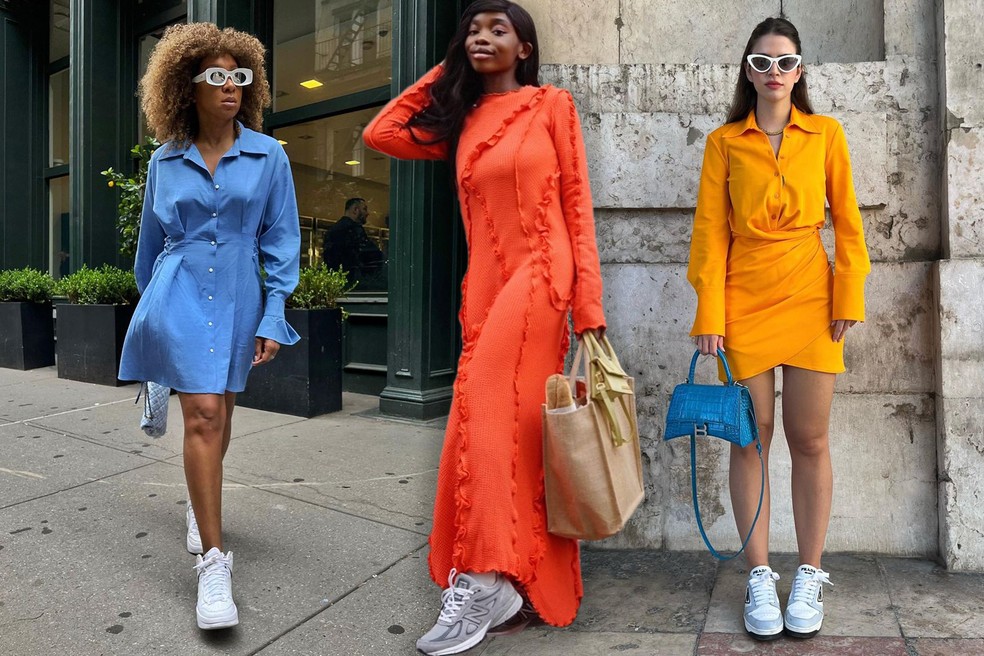 look tenis e vestido