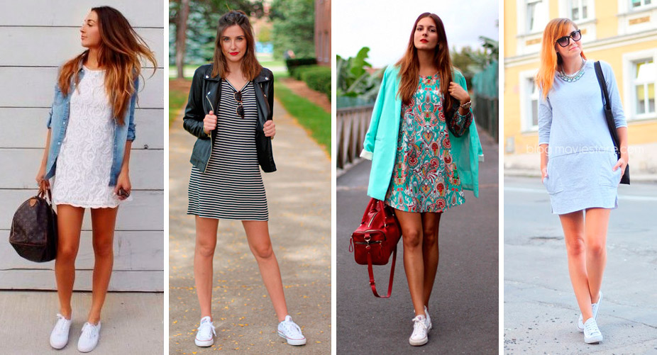 look tenis e vestido