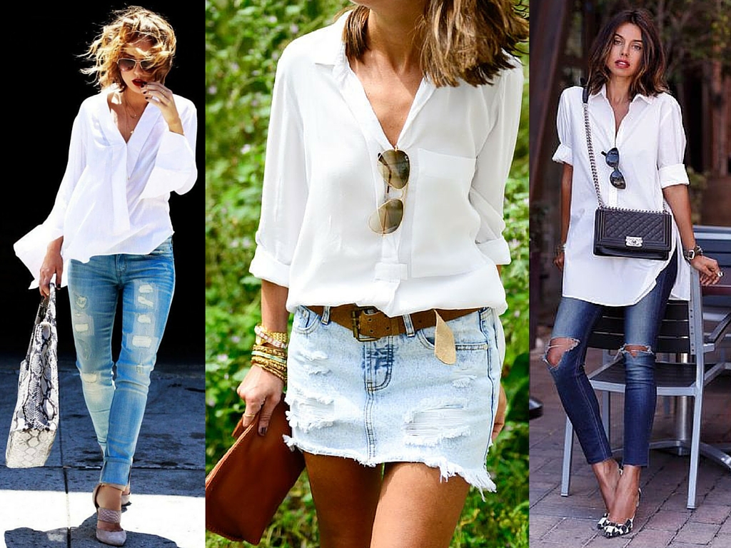 como usar camisa social branca oversized com jeans