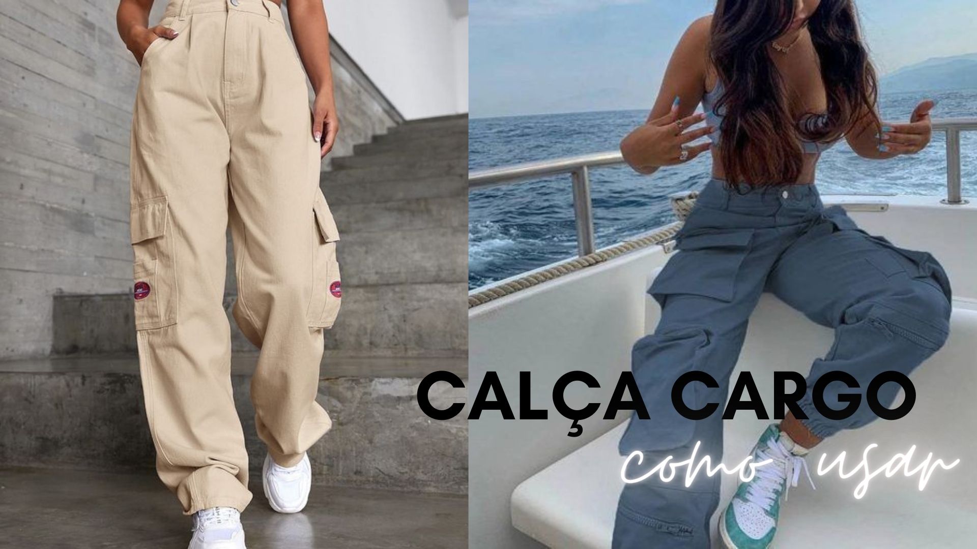 calça cargo bege oversized