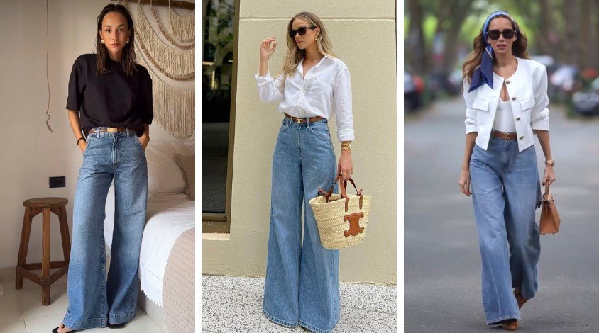 como usar calça jeans larga no trabalho