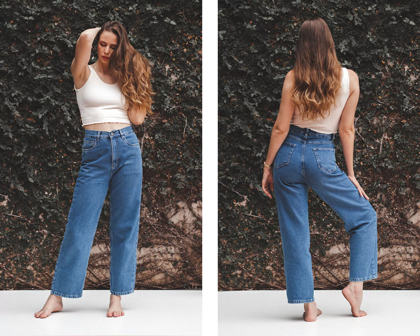 looks com calça jeans larga feminina inspiração