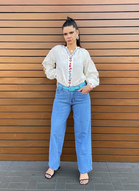 como usar calça jeans wide leg