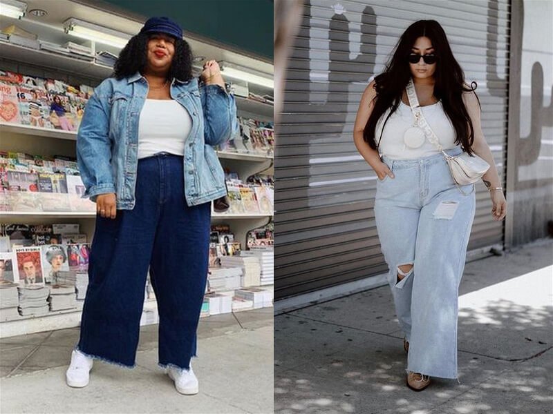 ideias de looks com jeans wide leg