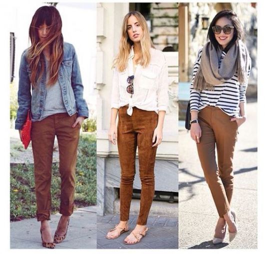 cores que combinam com calça marrom