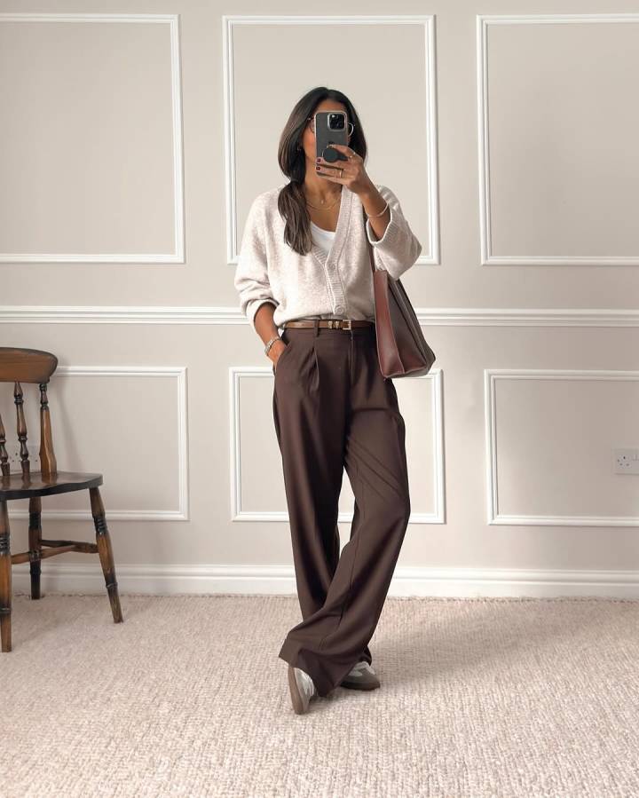 calça marrom feminina looks