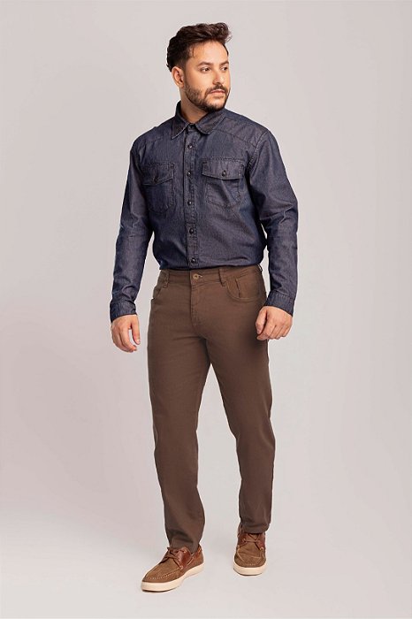 calça marrom alfaiataria masculina