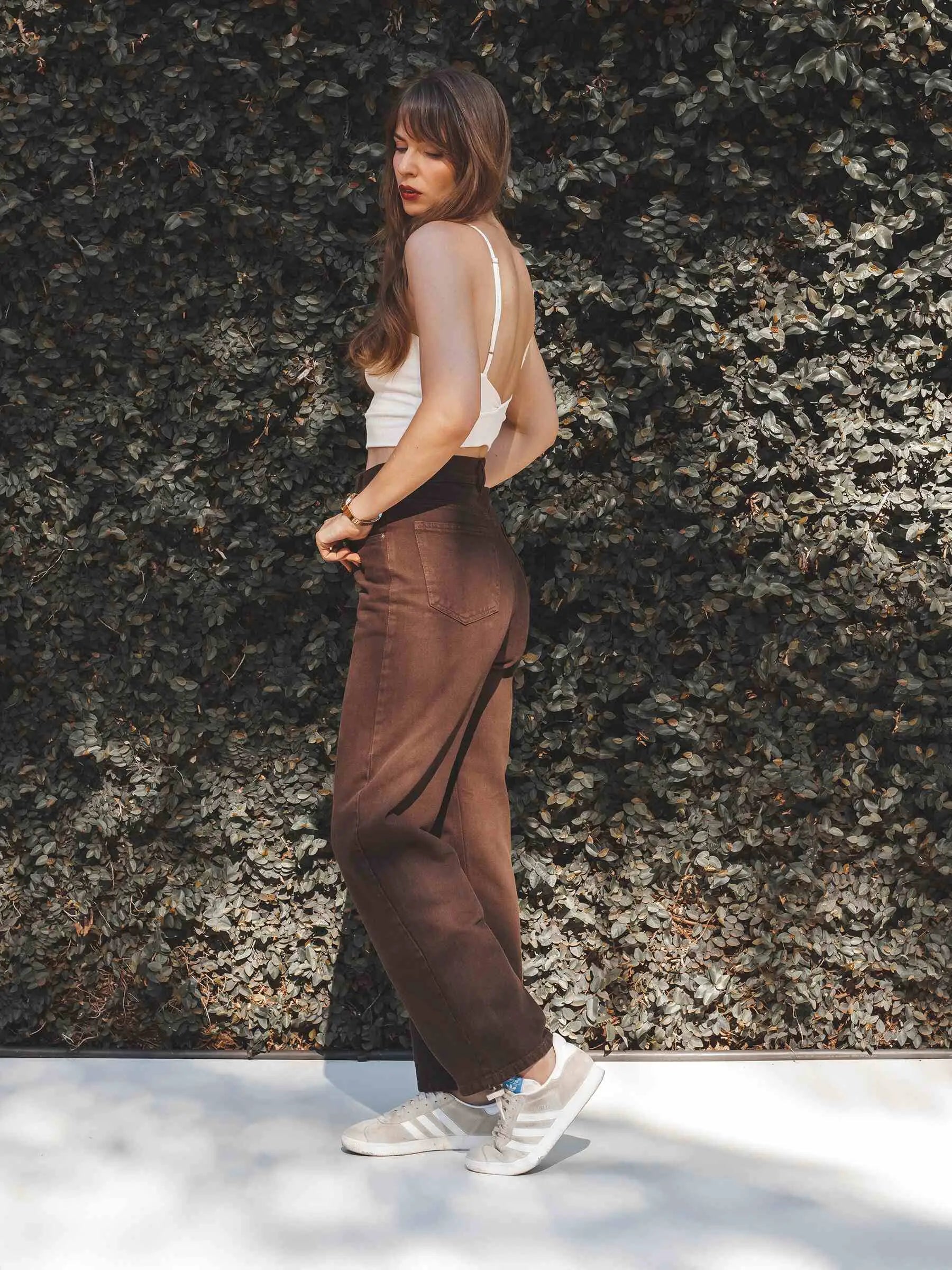 calça marrom alfaiataria feminina