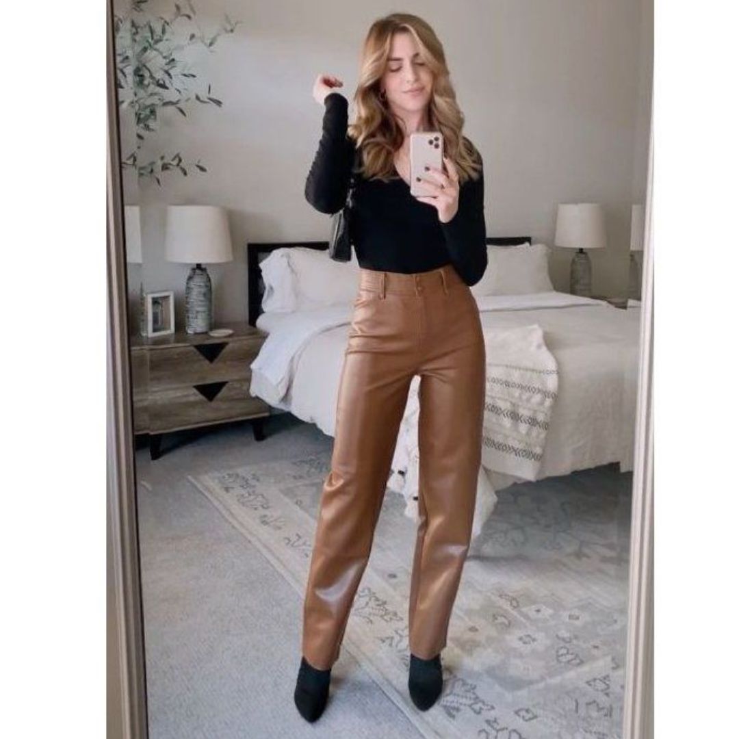 calça marrom escura looks