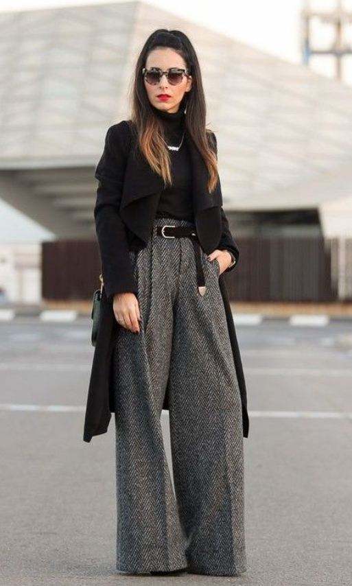 calça pantalona cintura alta