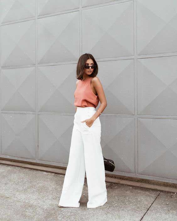 looks calça pantalona com tênis