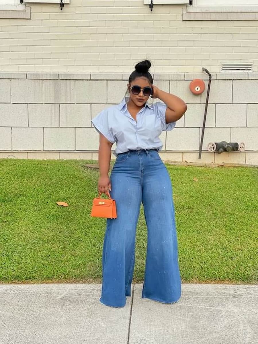 calça pantalona jeans