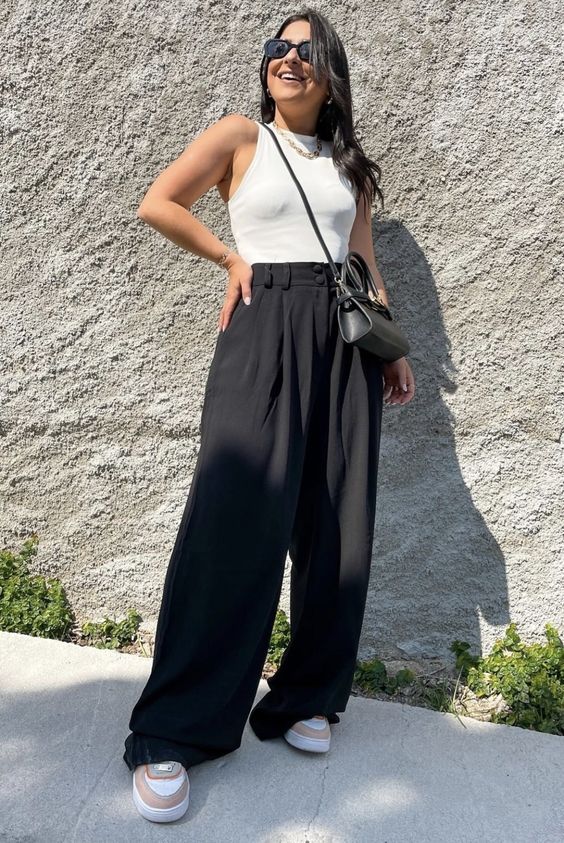 looks elegantes com calça pantalona
