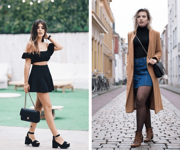 saia plissada curta preta como usar