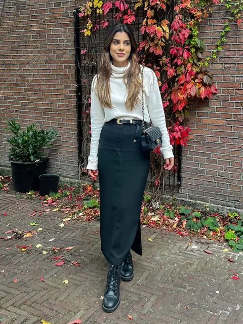 como não passar frio com saia de couro no inverno
