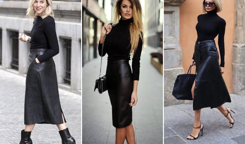saia de couro midi ou curta qual escolher inverno