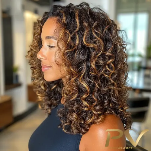 luzes platinadas cabelo cacheado