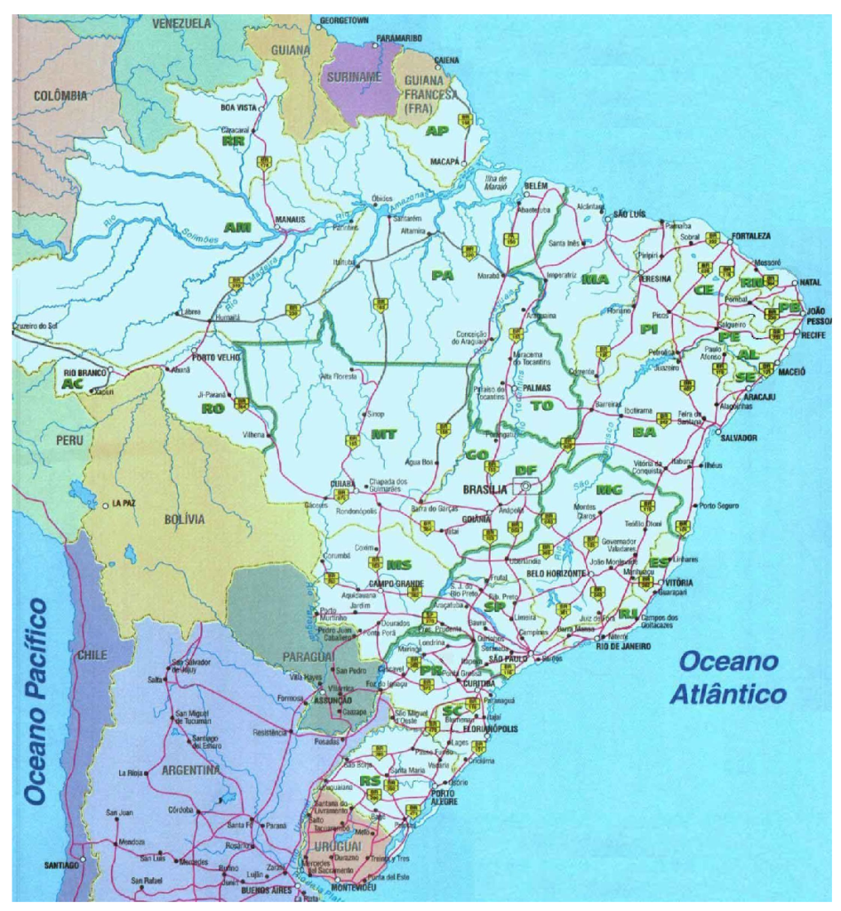mapa rodoviario do brasil