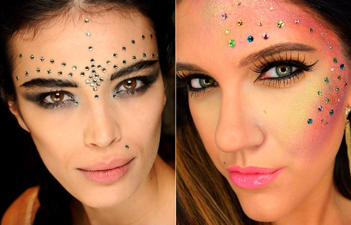 maquiagem com strass carnaval