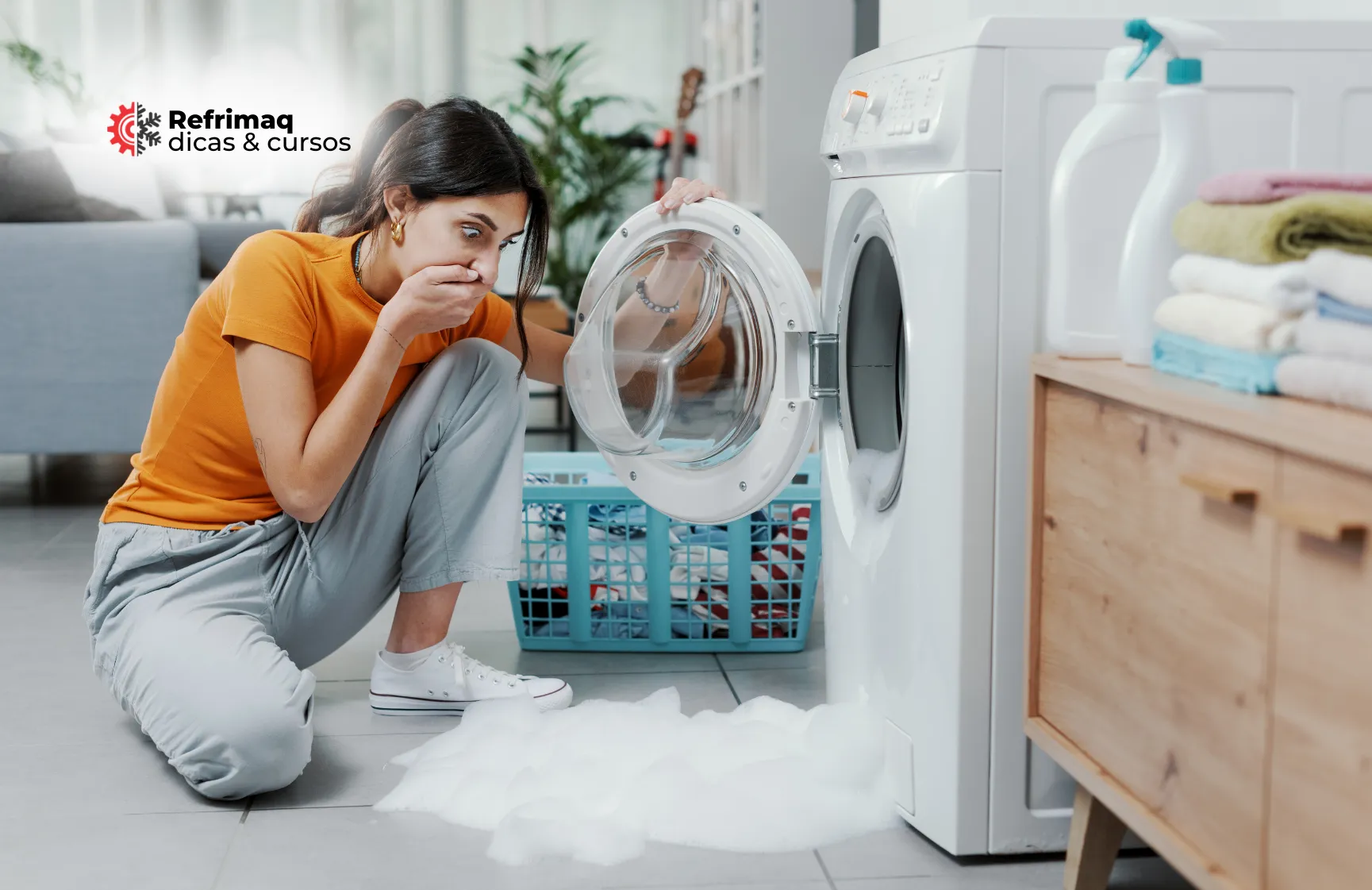 máquina de lavar transbordando